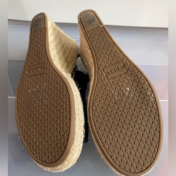 Toms Espadrilles Wedge Black Suede Sz 7 - Picture 4 of 9